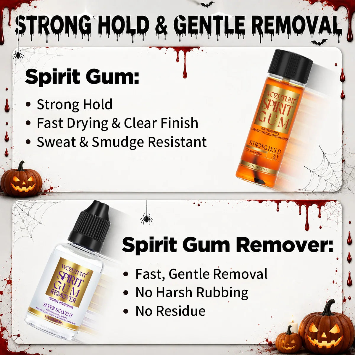 Spirit Gum & Remover with Witch Prosthetic Nose & Chin | Halloween Costume Makeup Kit SPOT