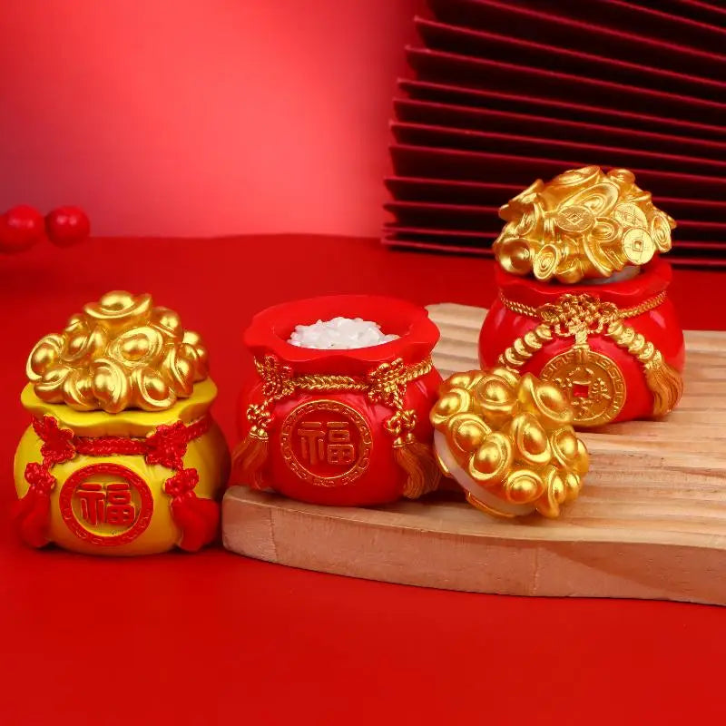 Resin Chinese Lucky Money Bag Figurine – Fortune Decor Resin Figurine SPOT