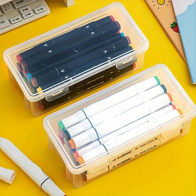 2-Pack Transparent Plastic Pencil Box – Art Supply Organizer Pencil Storage Box SPOT 2pcs