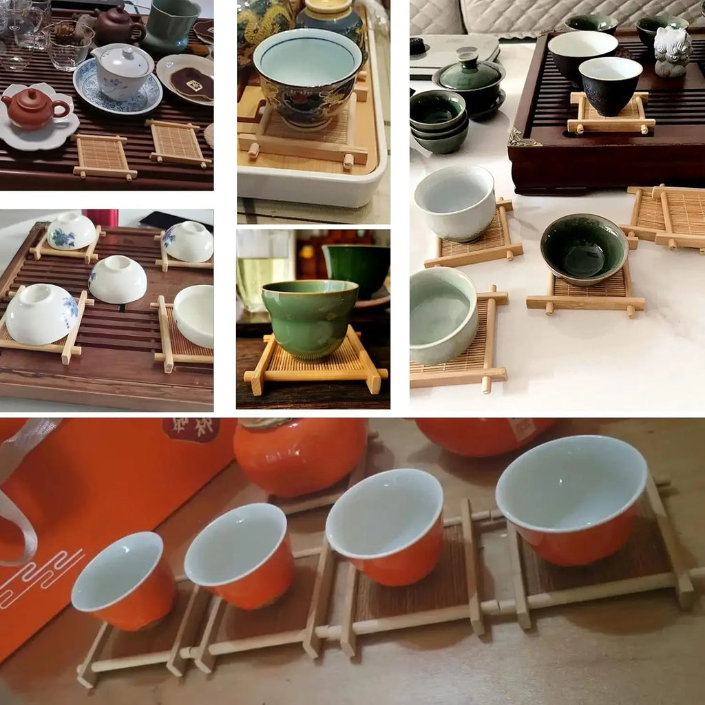 6-Piece Bamboo Coasters for Kung Fu Tea & Espresso Cups Bamboo Cup Coasters SPOT