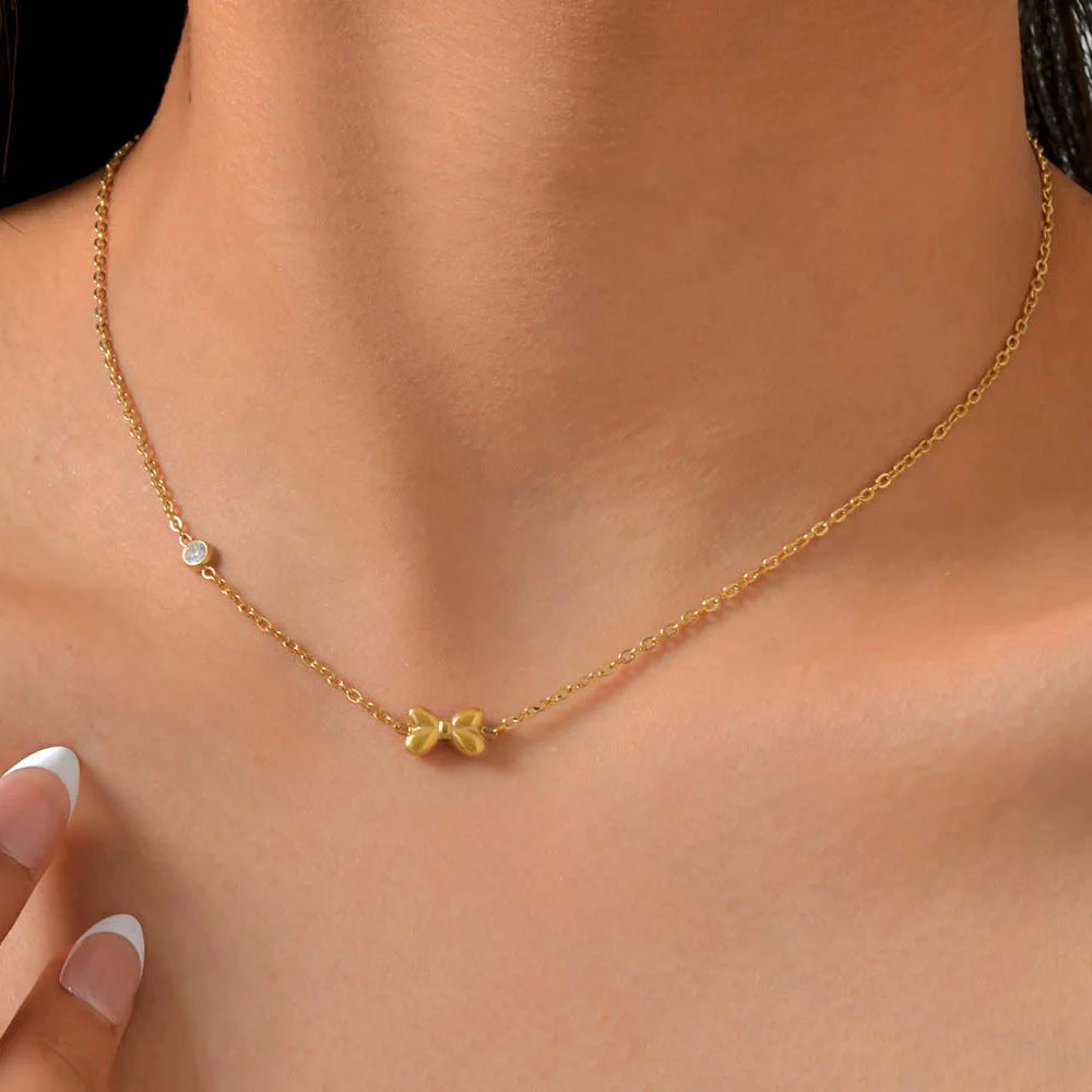 Bowtie Zirconia Choker Necklace – Bow Knot Pendant for Women Choker Necklace SPOT