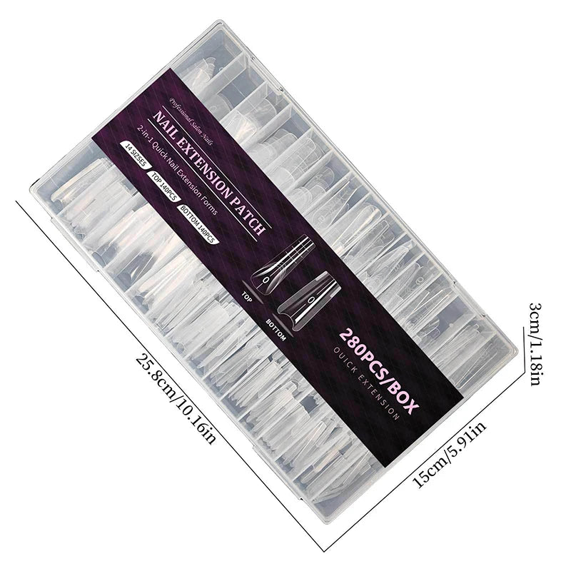 Sandwich Dual Nail Forms 280pcs – 14 Sizes Coffin & Almond Nail Extension Forms SPOT
