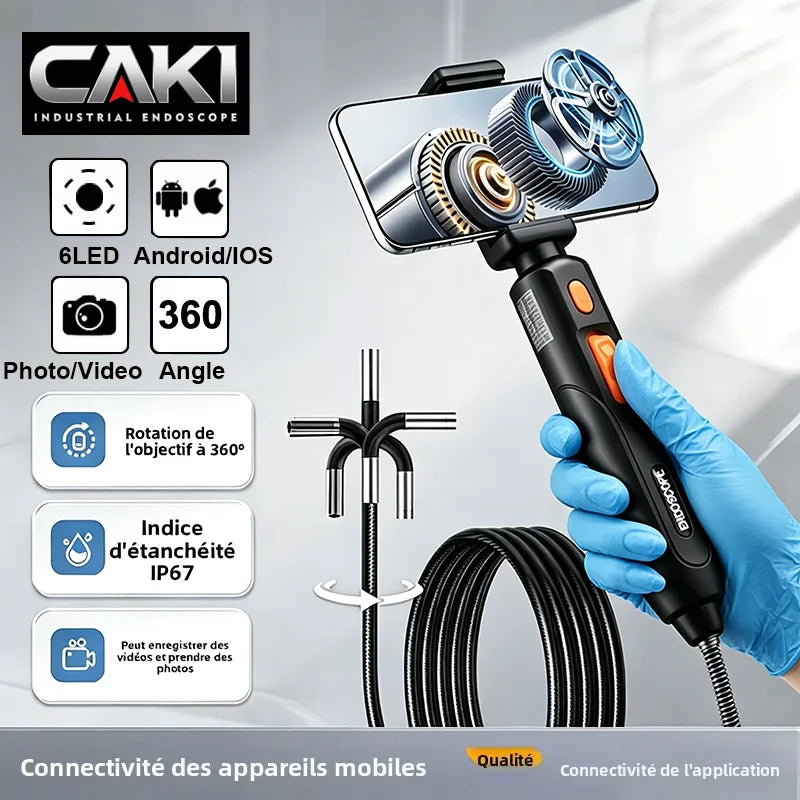 360° Articulating Borescope 6mm Inspection Camera – iOS & Android Borescope Inspection Camera SPOT