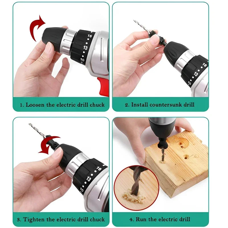 5-Piece Countersink Drill Bit Set for Wood – #5 to #12 Countersink Drill Bit Set SPOT
