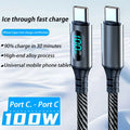 120W Fast Charge USB-C Cable with LED Digital Display USB Charging Cable SPOT 100W C-C cable1 2m
