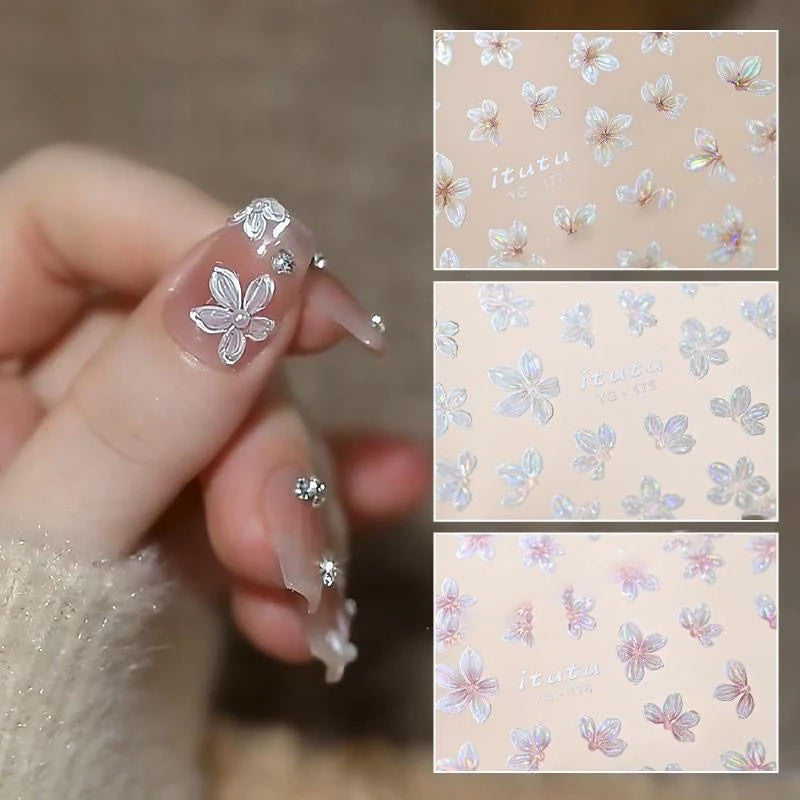 5-Petal Flower Nail Stickers – Floral DIY Nail Art Decals Nail Art Stickers SPOT