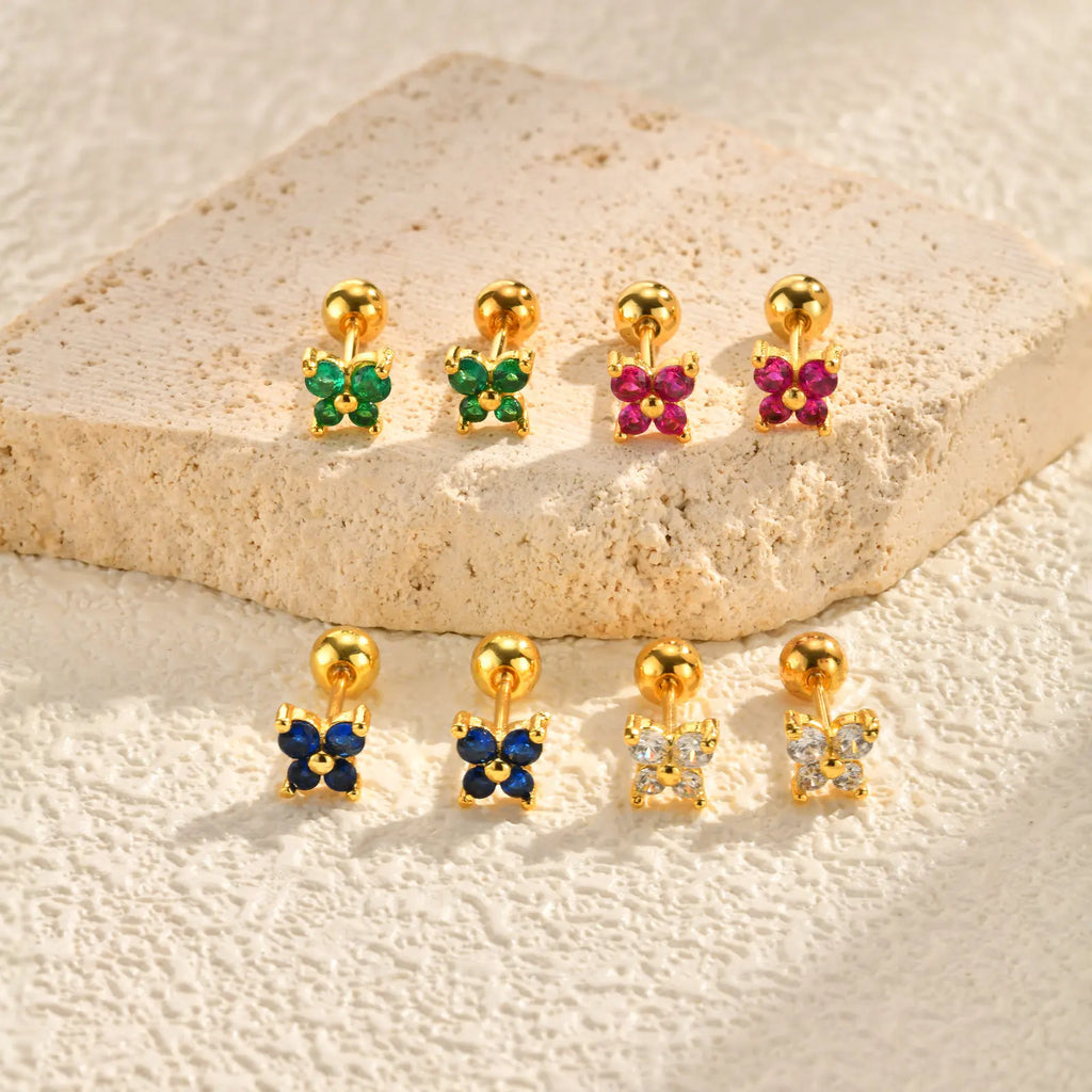 Butterfly CZ Stud Earrings – Hypoallergenic Stainless Steel Stud Earrings SPOT