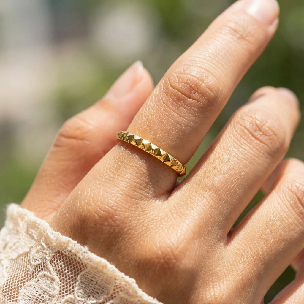 Stackable Wave Ring – 18K Gold Stainless Steel Band for Women Stackable Band Ring SPOT
