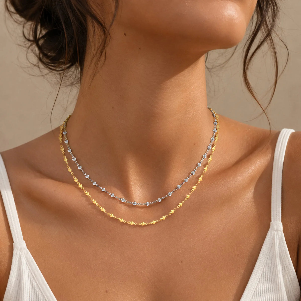 Tiny Heart Link Chain Necklace – Minimalist Stainless Steel Chain Necklace SPOT