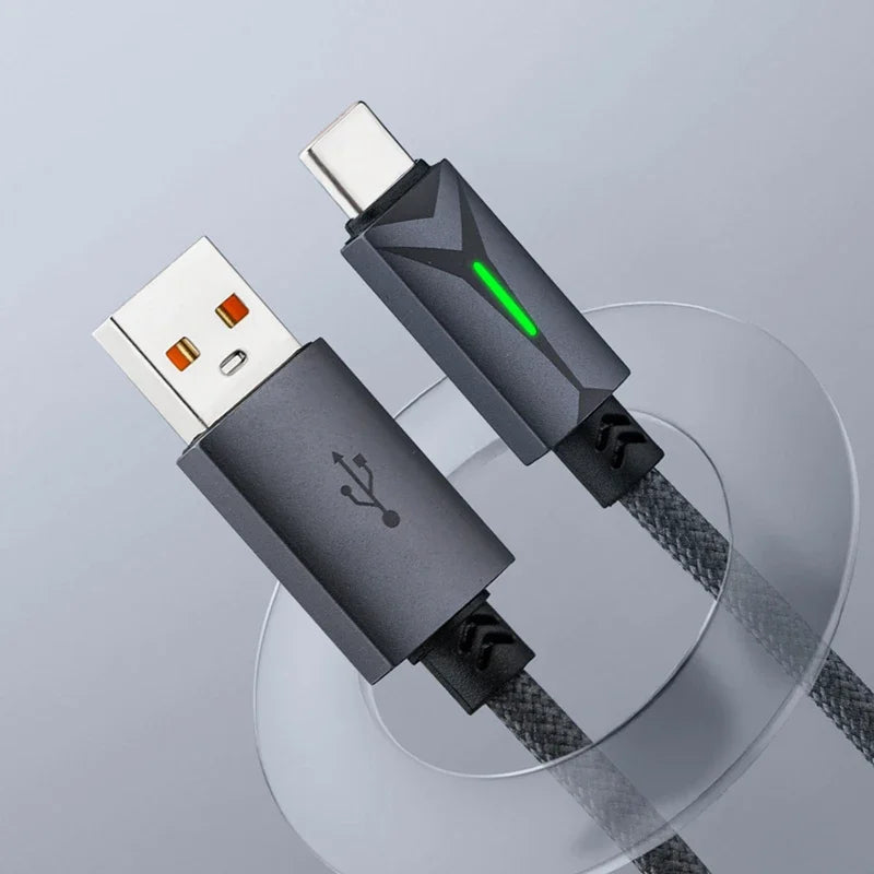 120W USB-A to USB-C Fast Charging Cable with LED Indicator USB Charging Cable SPOT GY 2m