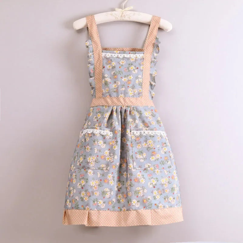 Women's Floral Canvas Apron 3-Pack – Adjustable Kitchen Bib Kitchen Bib Apron SPOT Blue