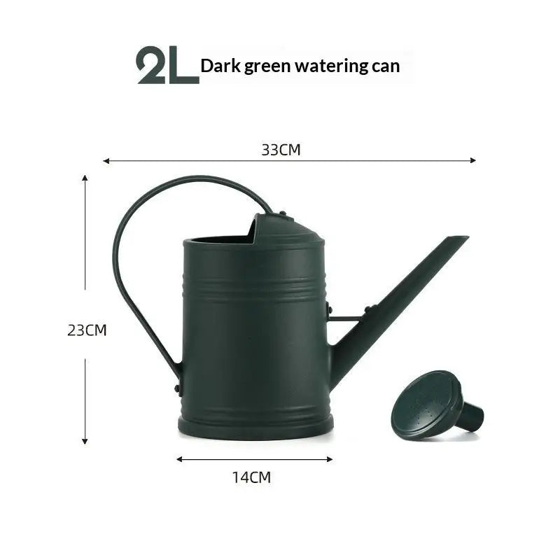 2L BPA-Free Watering Can – Long Spout & Detachable Spray Head Garden Watering Can SPOT Dark green