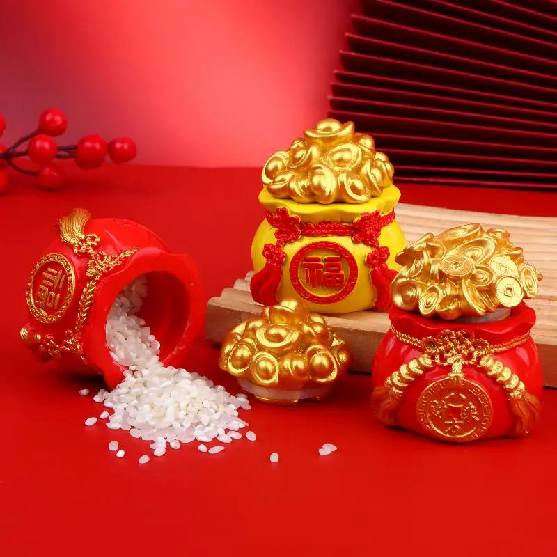Resin Chinese Lucky Money Bag Figurine – Fortune Decor Resin Figurine SPOT