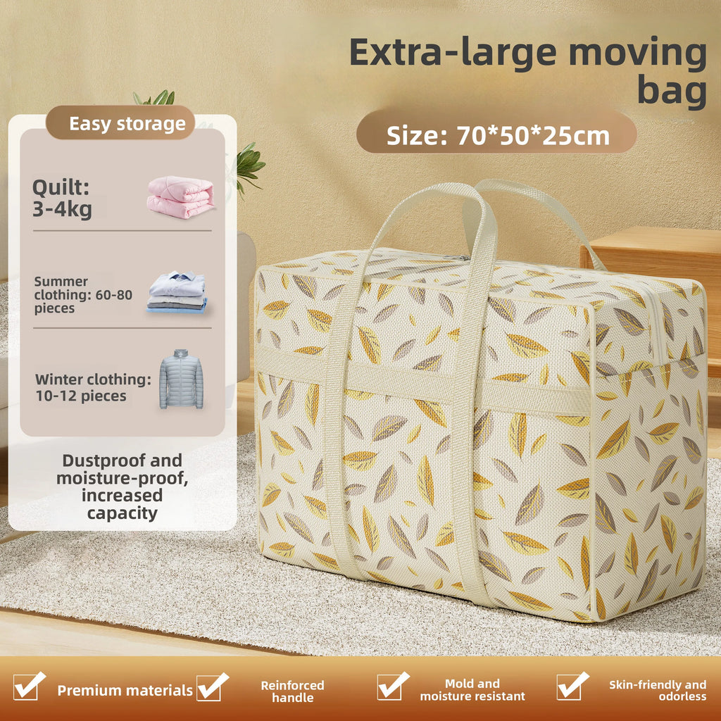 Foldable Luggage Organizer Bag – Large Capacity Leaf Print Travel Storage Bag SPOT 70x50x25cm