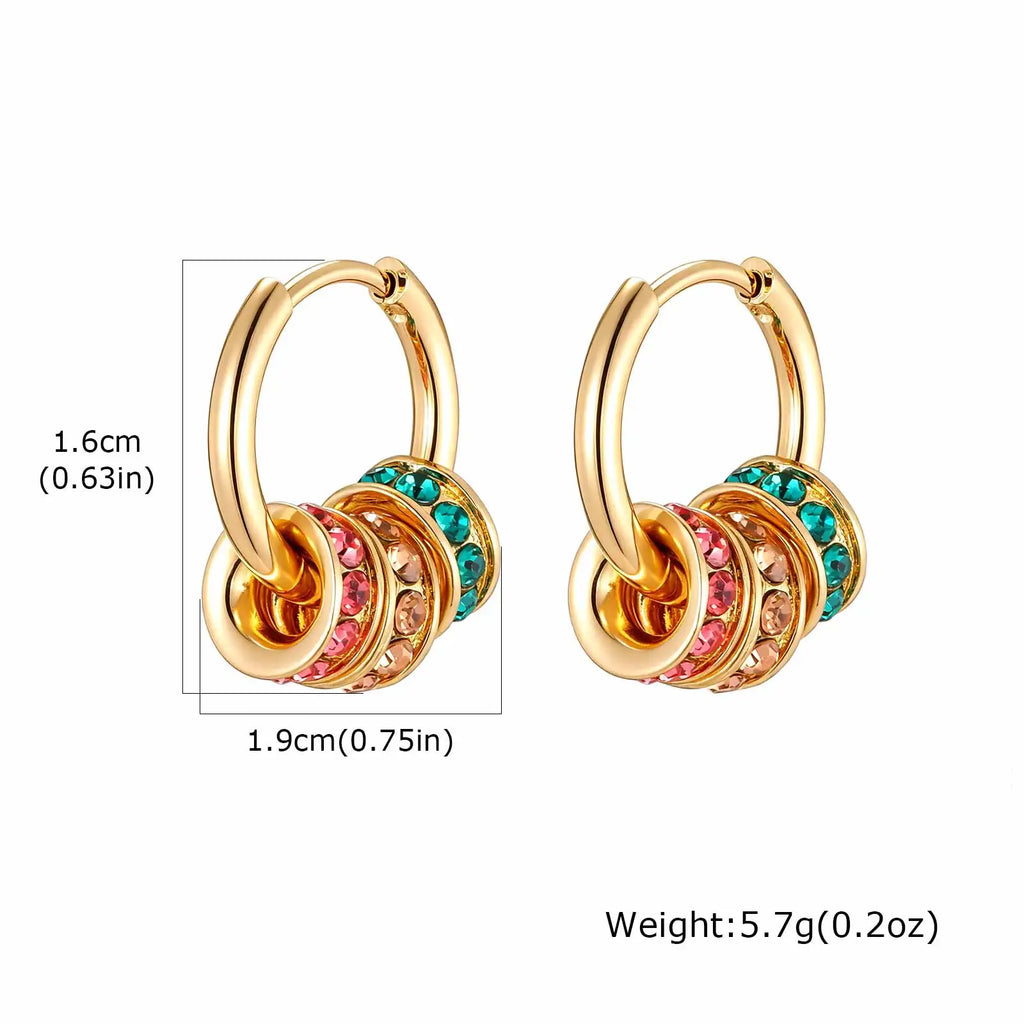 18K Gold Plated Multicolor CZ Huggie Hoop Earrings for Women Hoop Huggie Earrings SPOT
