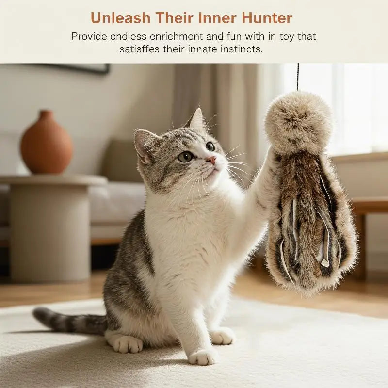 Artificial Rabbit Fur Cat Toy – Realistic Mouse for Indoor Cats Cat Toy SPOT