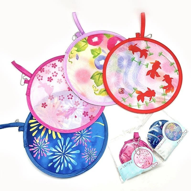 Foldable Round Hand Fan – Colorful Print & Hanging Chain Foldable Hand Fan SPOT