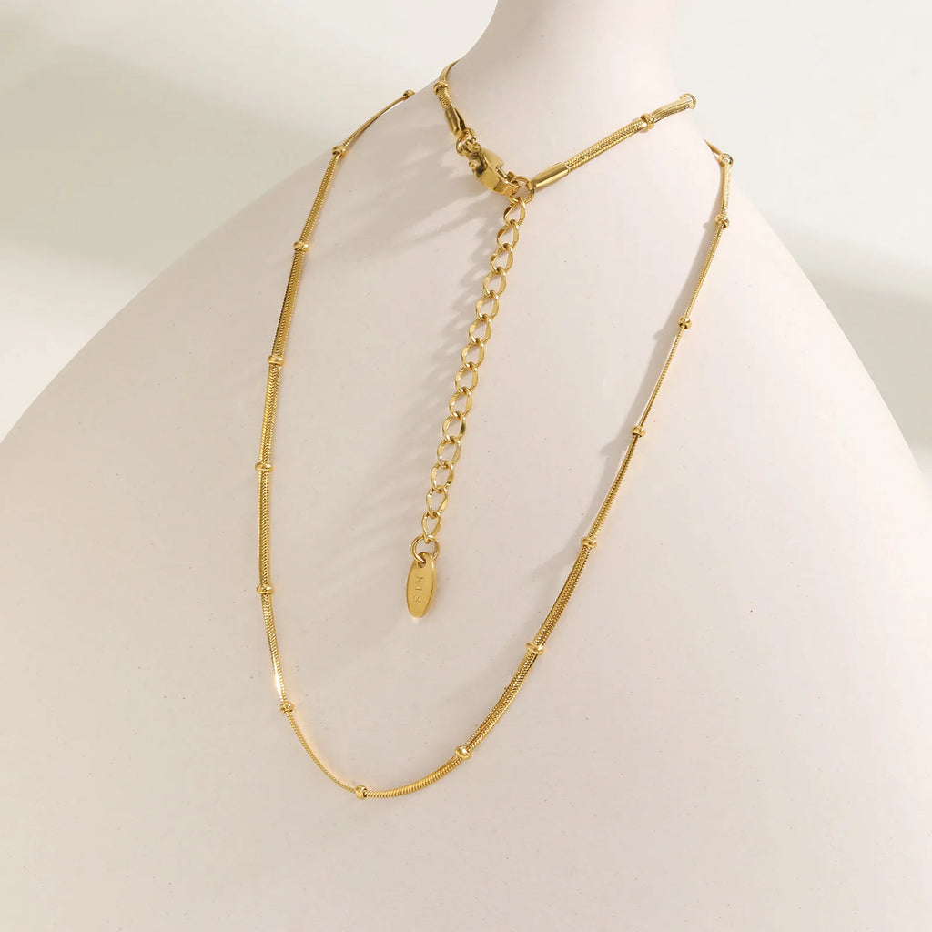 18K Gold Plated Snake Bead Chain Bracelet for Women Chain Link Bracelet SPOT