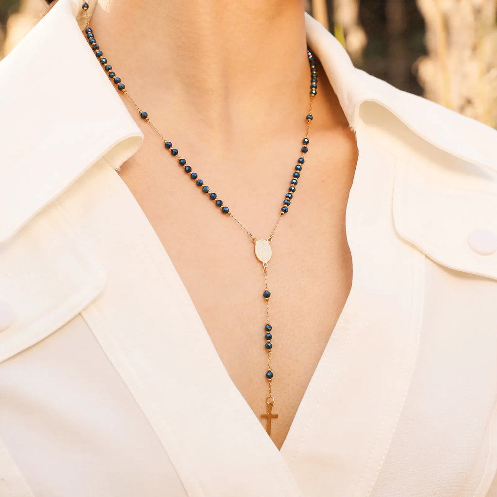 Virgin Mary Rosary Beads Cross Pendant Necklace for Women Pendant Necklace SPOT