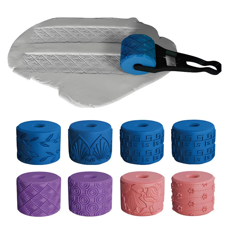 Clay Stamp Roller – Geometric Flower Texture Wheel for DIY Clay Clay Texture Roller SPOT