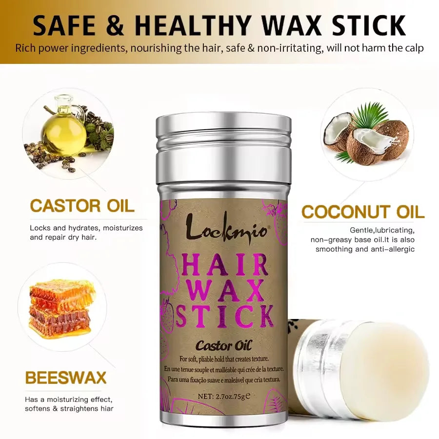 LOCKMIO Hair Wax Stick with Castor Oil – Strong Hold Edge Styler Hair Wax Stick SPOT