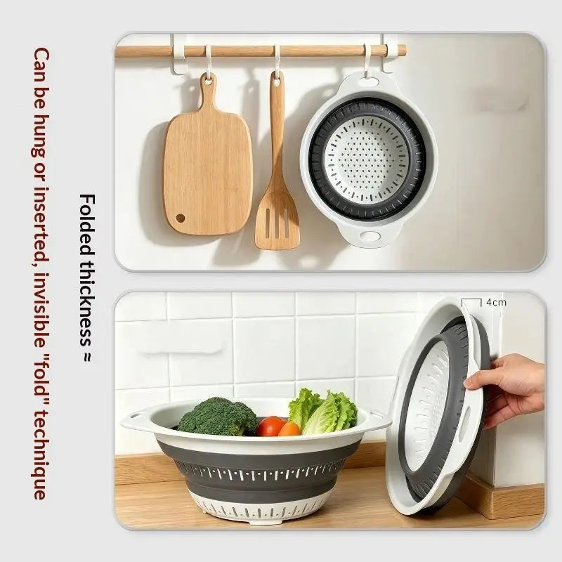 Foldable Silicone Drain Basket – Collapsible Colander & Wash Bowl Collapsible Colander SPOT