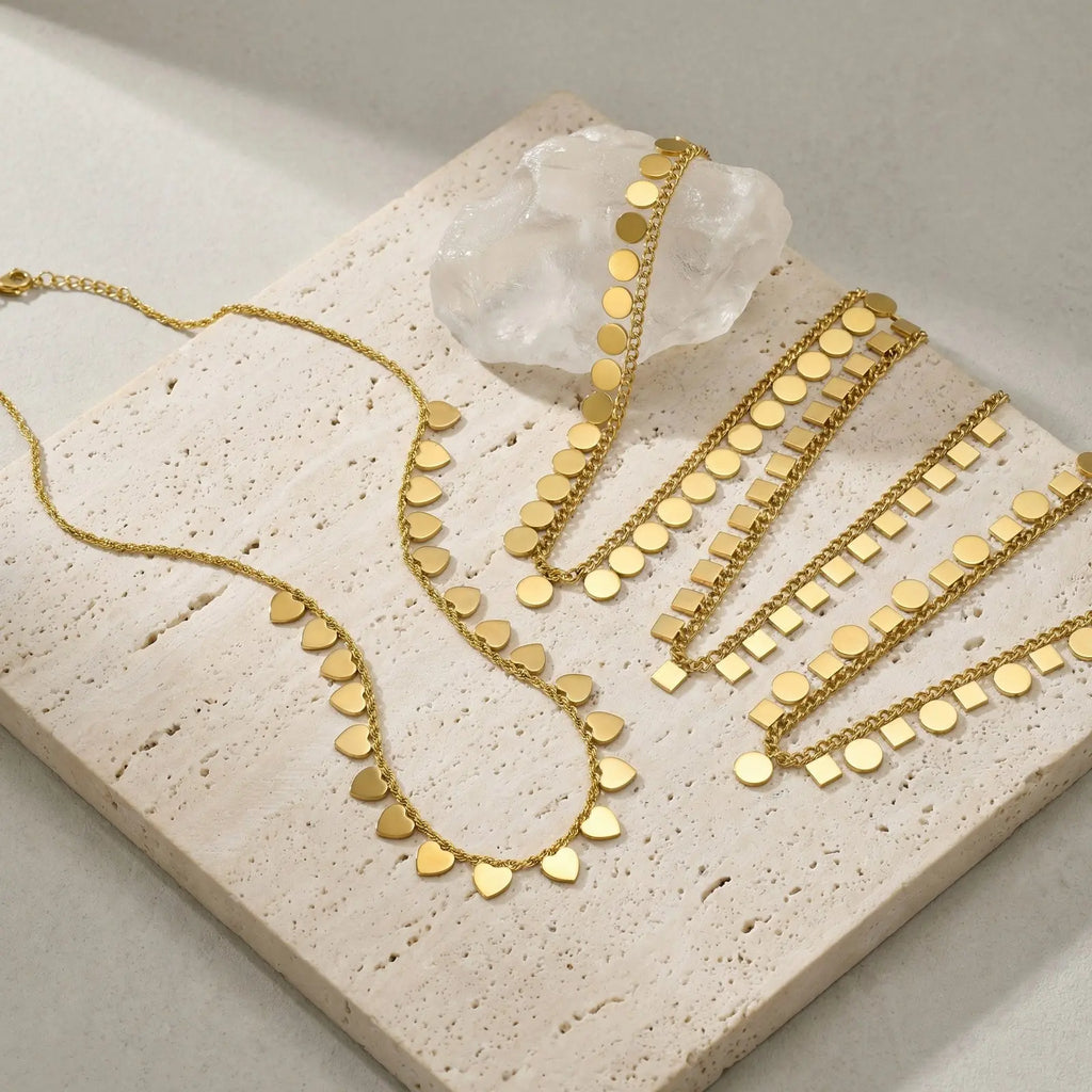 Gold Layered Geometric Choker – Hypoallergenic Stainless Steel Choker Necklace SPOT