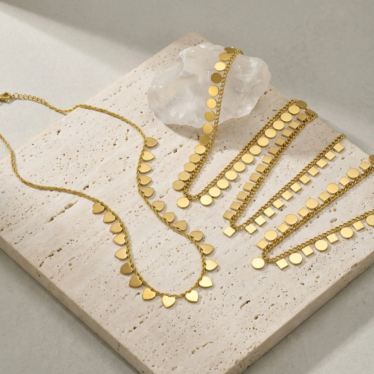 Gold Layered Geometric Choker – Hypoallergenic Stainless Steel Choker Necklace SPOT