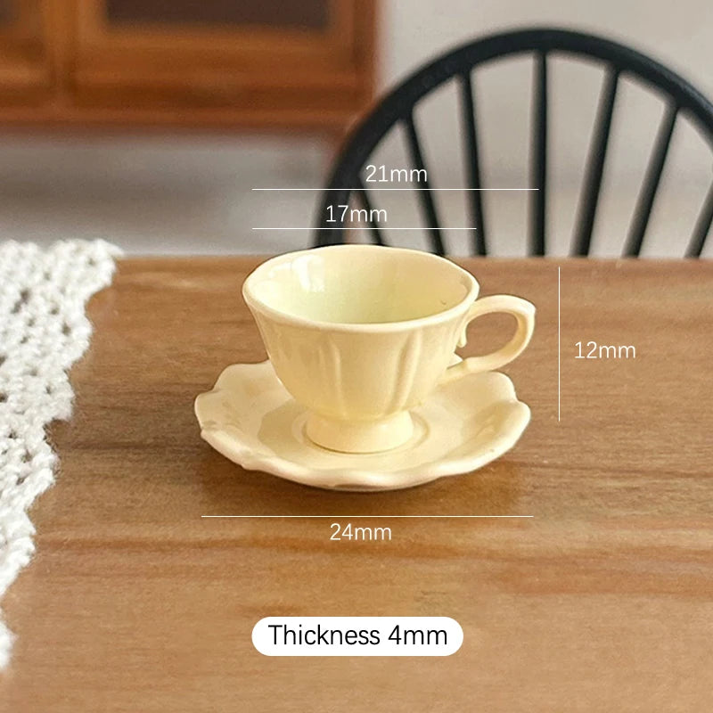 Dollhouse Miniature French Retro Coffee Cup & Plate Set Dollhouse Accessory SPOT A12