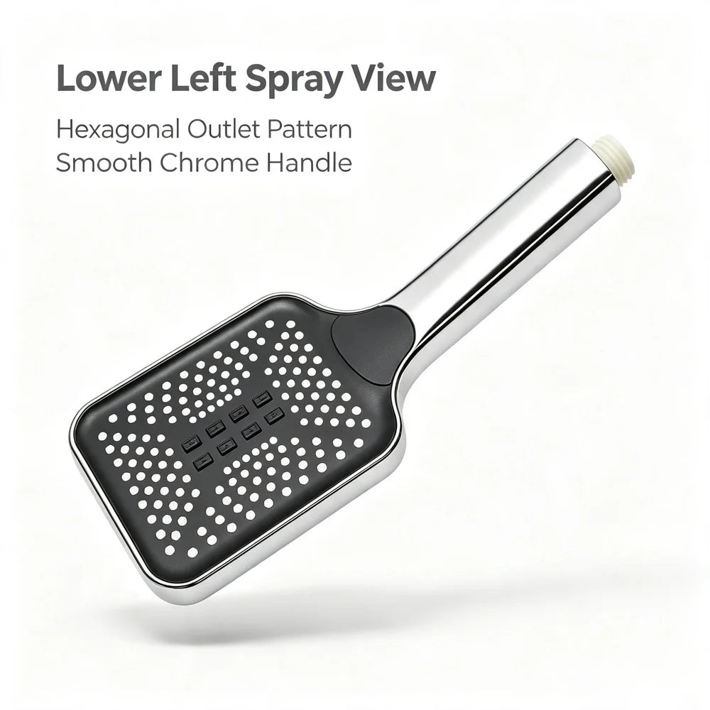 Square Chrome Hand Shower Head | 3-Mode High Pressure Spray Hand Shower Head SPOT