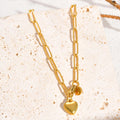 Heart Pendant Necklace – Gold Stainless Steel Paperclip Chain Pendant Necklace SPOT Default Title