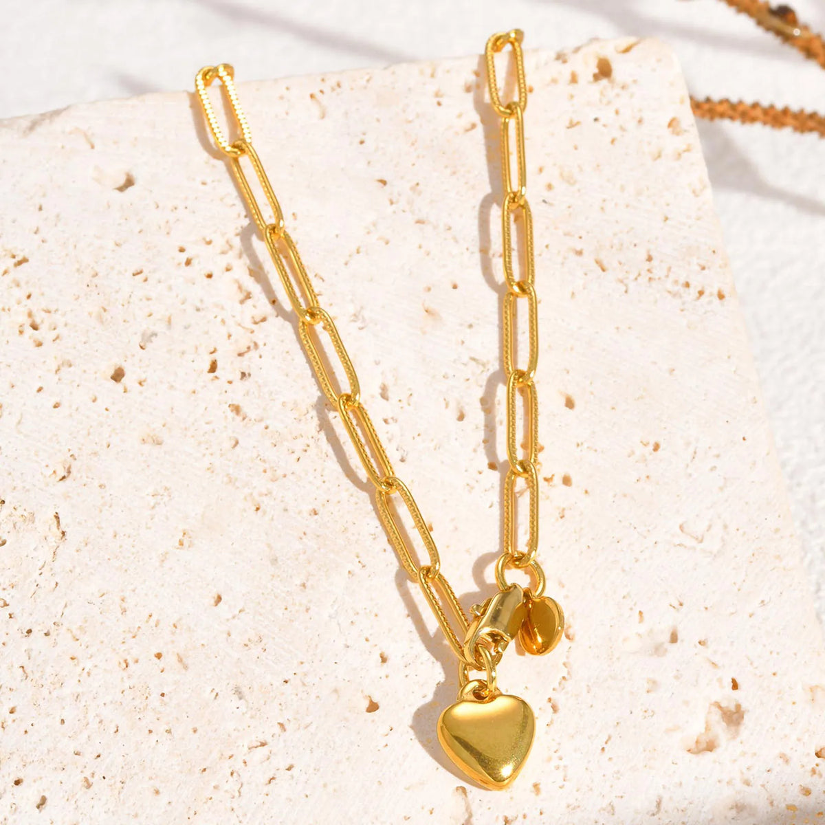 Heart Pendant Necklace – Gold Stainless Steel Paperclip Chain Pendant Necklace SPOT Default Title