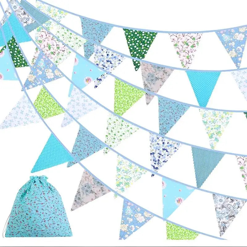 Triangle Bunting Flags 12M 40Ft – Washable Cotton Party Banner Party Bunting Banner SPOT A8 one size