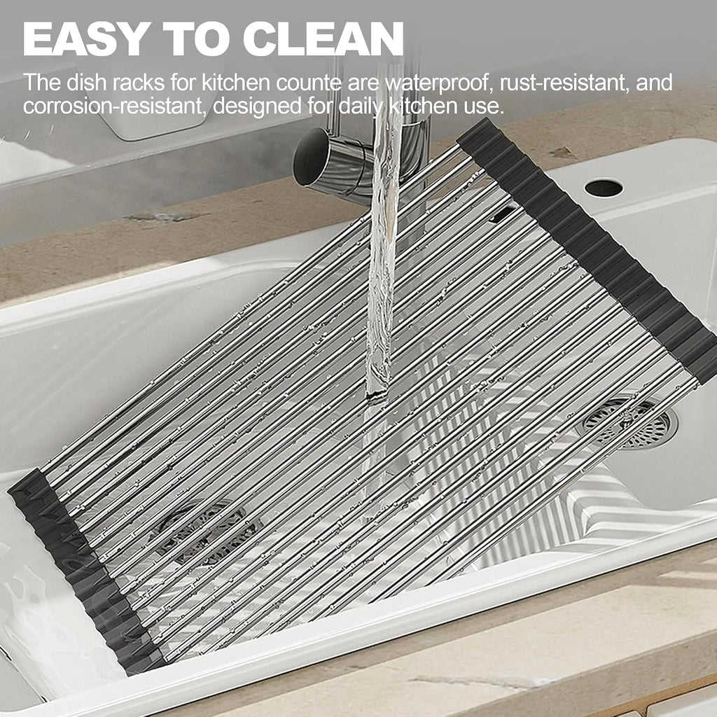 Foldable Stainless Steel Dish Drying Rack – 15-Tube Sink Drainer Dish Drying Rack SPOT