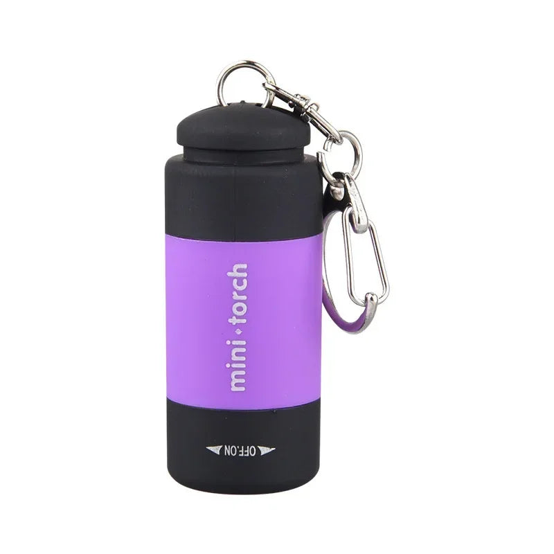 USB Rechargeable LED Keychain Flashlight – Waterproof EDC Light Keychain Flashlight SPOT Purple