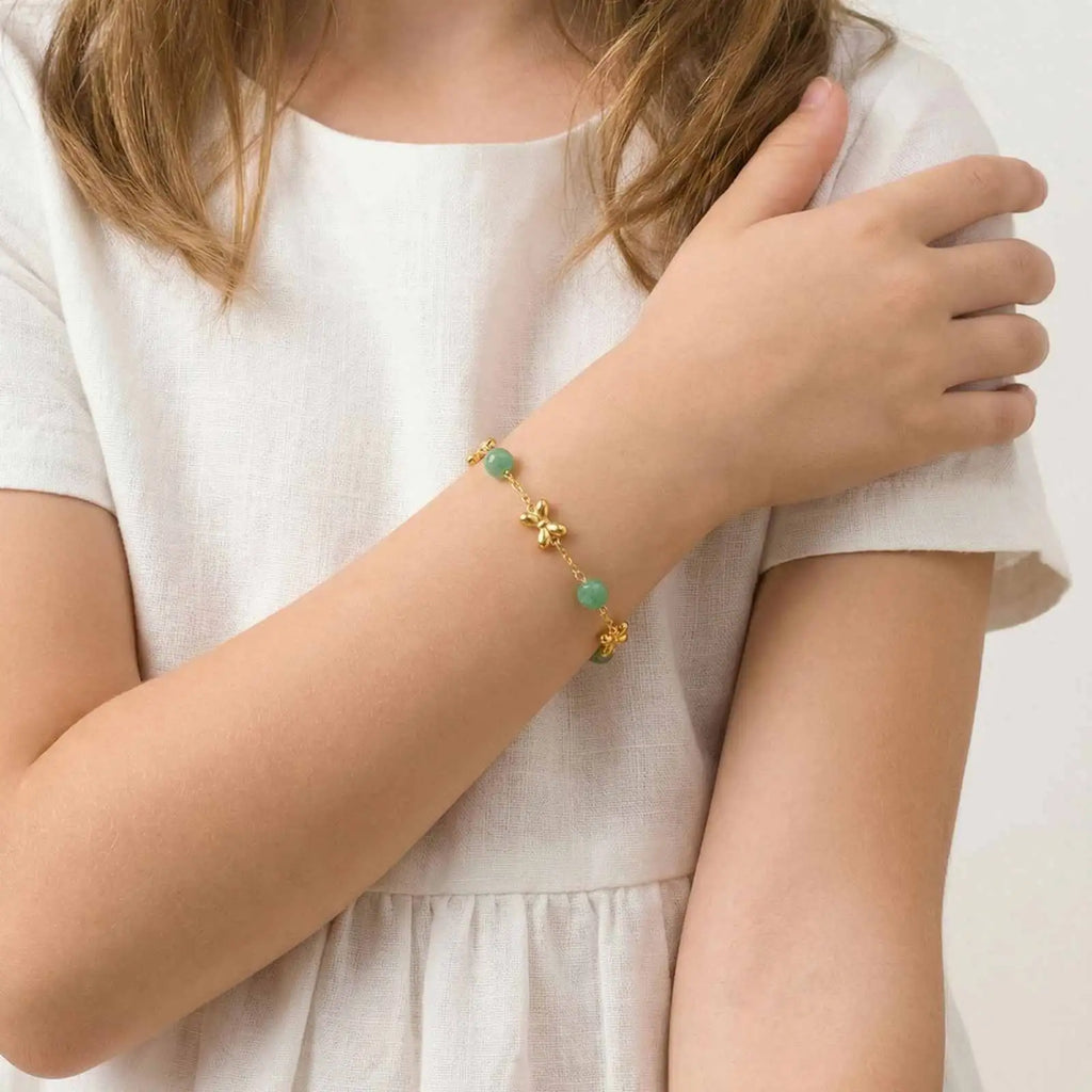 Bowknot Natural Stone Bead Bracelet – 18K Gold Girls Jewelry Girls Charm Bracelet SPOT