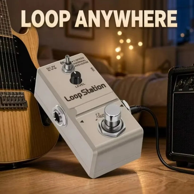 Rowin LN-332S Nano Guitar Loop Pedal – 10 Min, Reverse & ½ Speed Guitar Loop Pedal SPOT