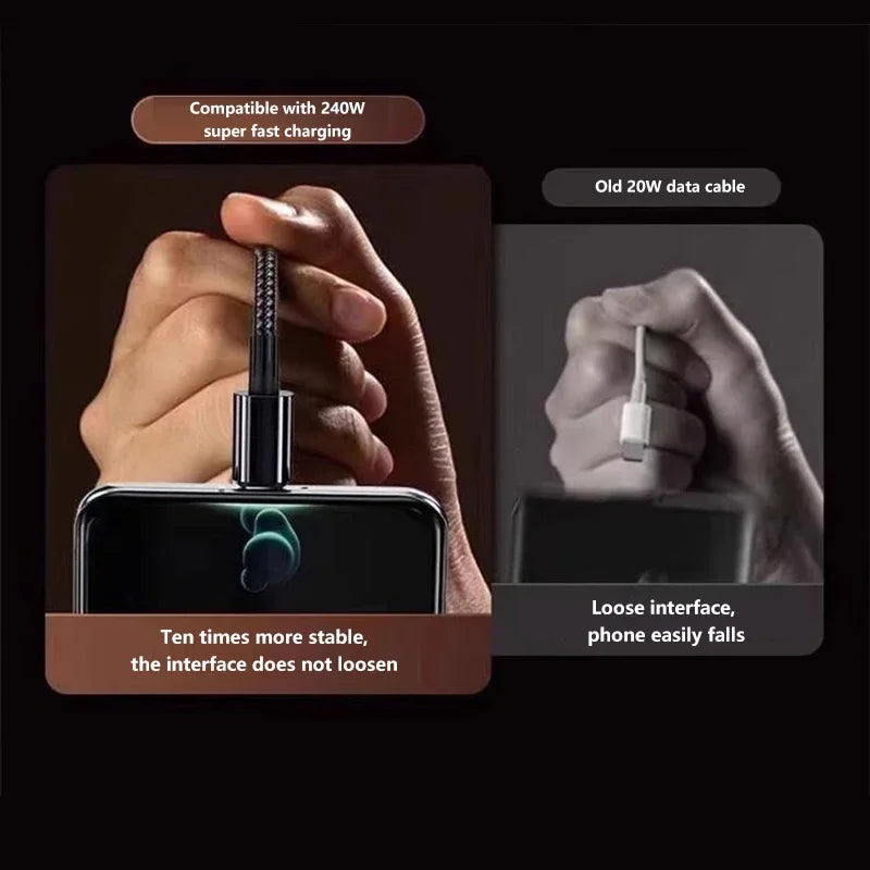 240W PD USB-A to USB-C Super Fast Charging Braided Cable 1–3M USB-C Charging Cable SPOT