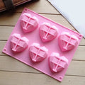 6-Cavity Heart Diamond Silicone Baking Mold – Cake & Mousse Silicone Baking Mold SPOT 1pc pink