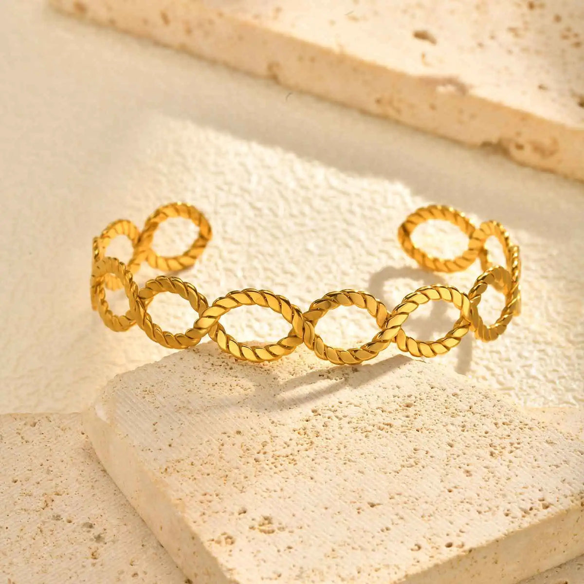 Twist Braided Gold Cuff Bracelet – Stainless Steel Bangle Cuff Bangle Bracelet SPOT
