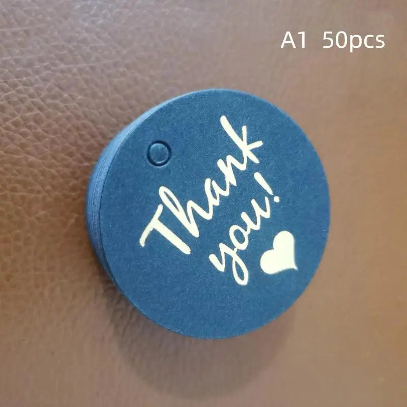 50-Pack Gold Foil Thank You Gift Tags – Black & White Cardstock Gift Hang Tags SPOT