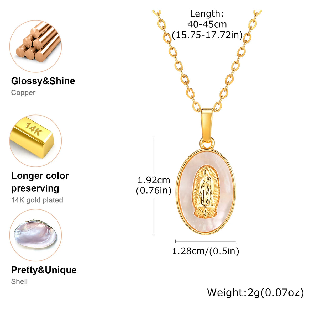 Guadalupe Virgin Mary Pendant Necklace – Gold Stainless Steel Pendant Necklace SPOT