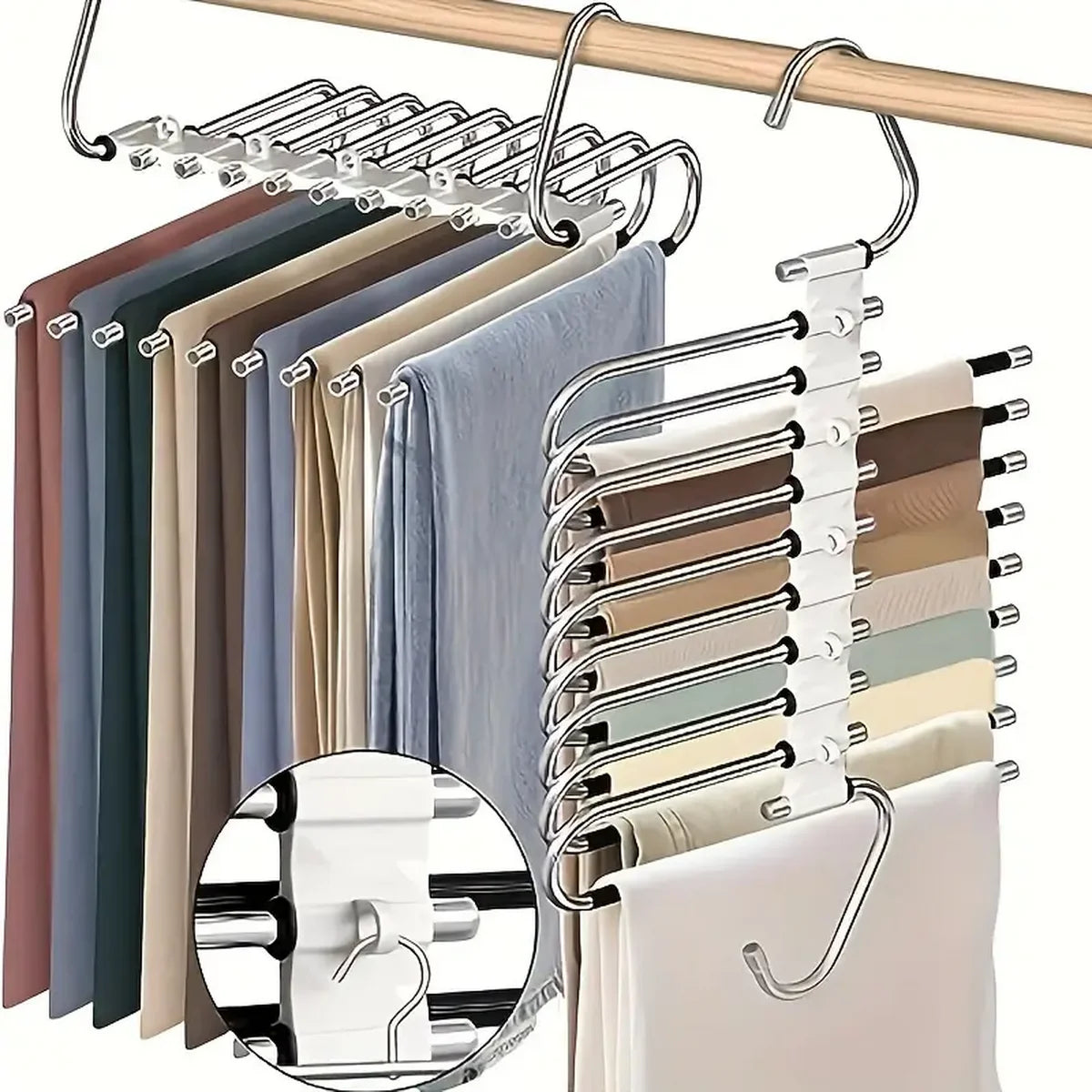 9-Layer Pants Hanger Non-Slip Stainless Steel Space-Saving Rack Pants Hanger Rack SPOT