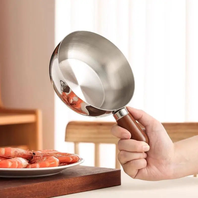 Stainless Steel Mini Pot with Walnut Handle – 14/17cm Mini Saucepan SPOT