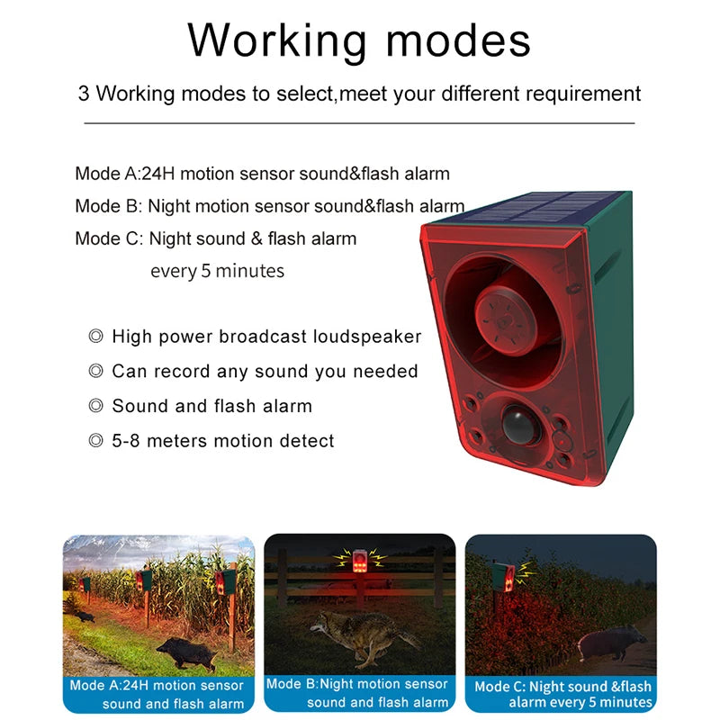 Solar Motion Sensor Alarm Light & Outdoor Animal Repeller Solar Security Alarm SPOT
