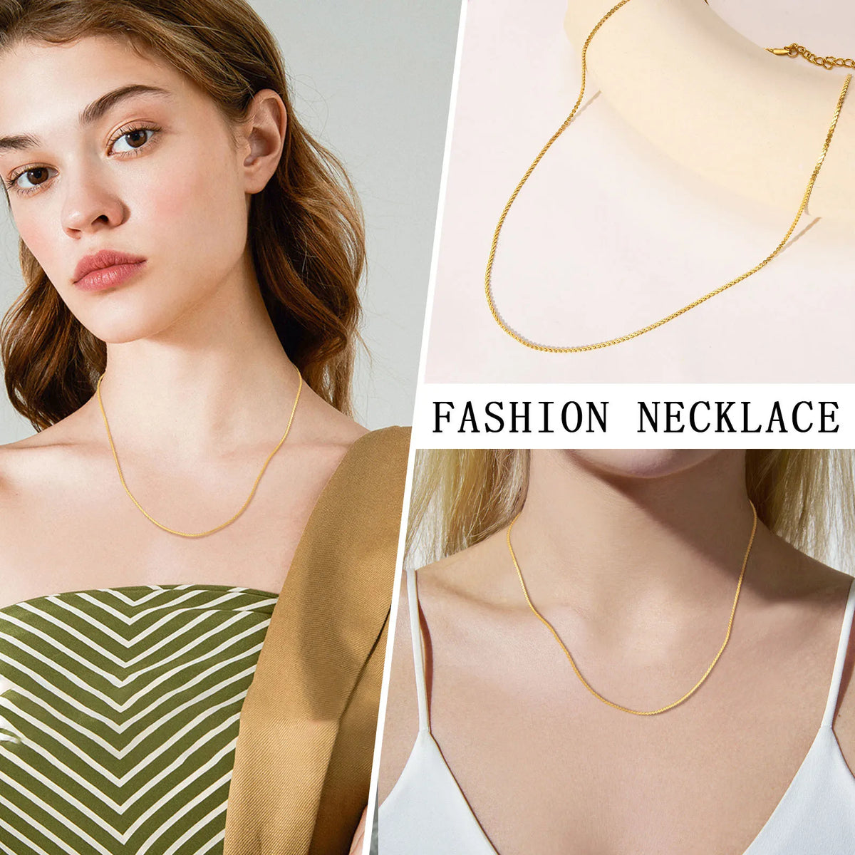 18K Gold Plated Stainless Steel Chain Necklace – Minimalist Women Chain Necklace SPOT
