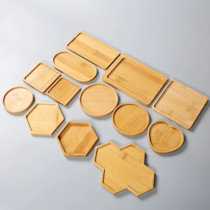 4-Pack Oval Bamboo Plant Saucers – Drip Trays & Coasters Plant Saucer Tray SPOT