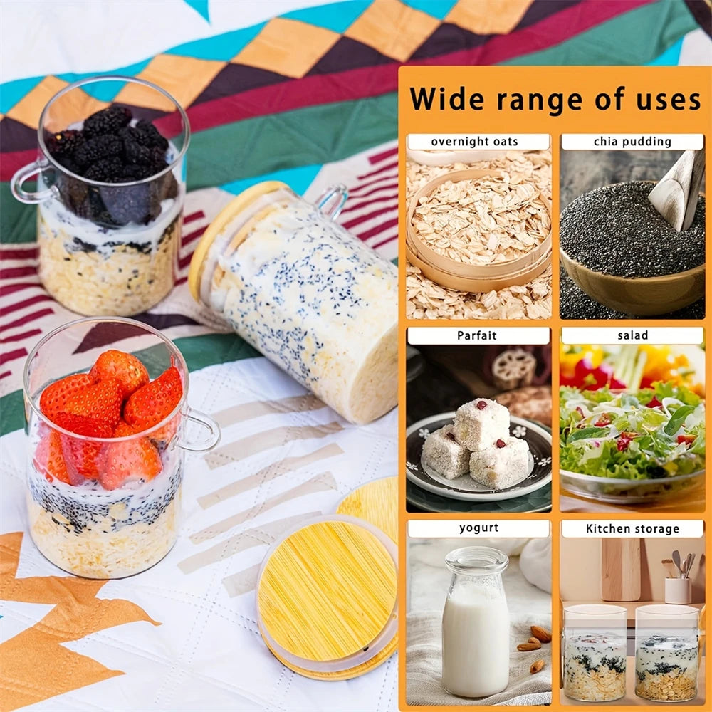 Airtight Glass Jars with Bamboo Lids & Spoons – 18oz Set Glass Storage Jars SPOT