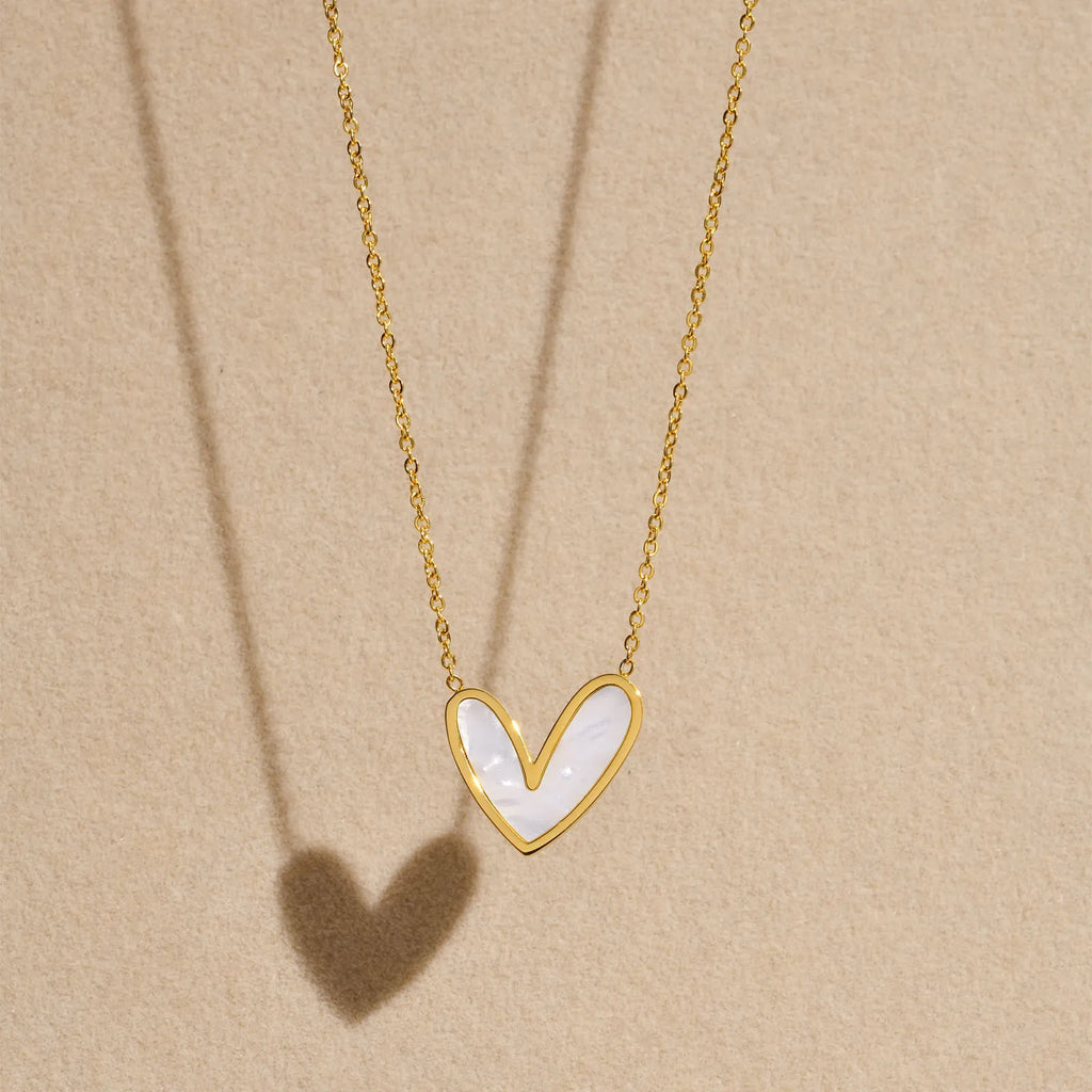 Heart Pendant Necklace – White Seashell Stainless Steel Women Pendant Necklace SPOT