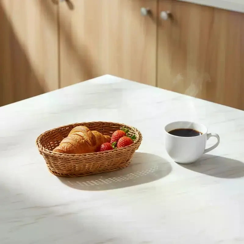 Woven Rattan-Style Serving Basket – Bread, Fruit & Veggie Tray Woven Serving Basket SPOT